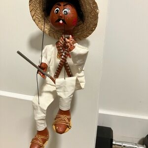 Handcrafted Marionette with Straw Hat